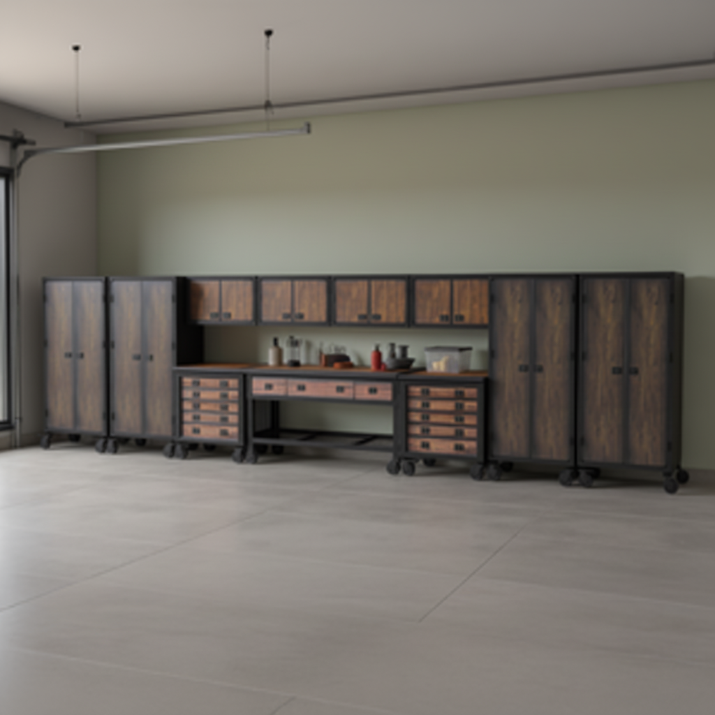 Duramax 11-Piece Garage Storage Combo Set w/ Workbench, Tool Chests, Wall Cabinets and Free Standing Cabinets 11P1WB2TC4WC4FC