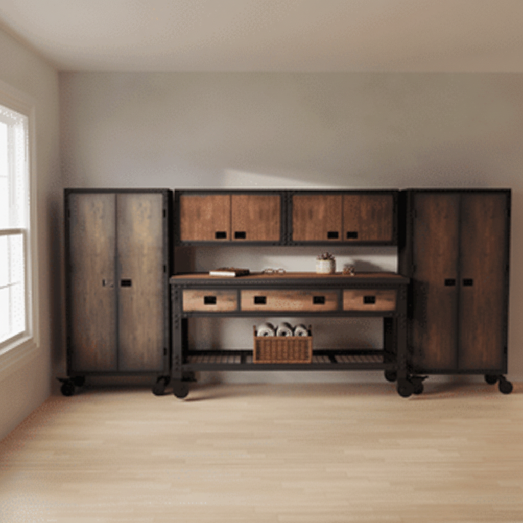 Duramax 5-Piece Garage Storage Combo Set w/ Workbench, Wall Cabinets and Free Standing Cabinets 5P1WB2WC2FC