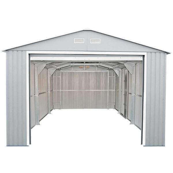 Duramax 12'x20' Imperial Metal Garage in Light Gray and Off White by Duramax Building Products