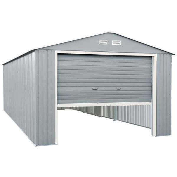 Duramax 12'x20' Imperial Metal Garage Light Gray with Off White, strong steel structure by Duramax Building Products.