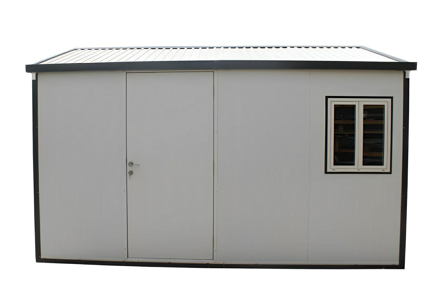 Duramax 13x10 Gable Roof Insulated Building with steel walls; energy-efficient, versatile shed for all-weather use.