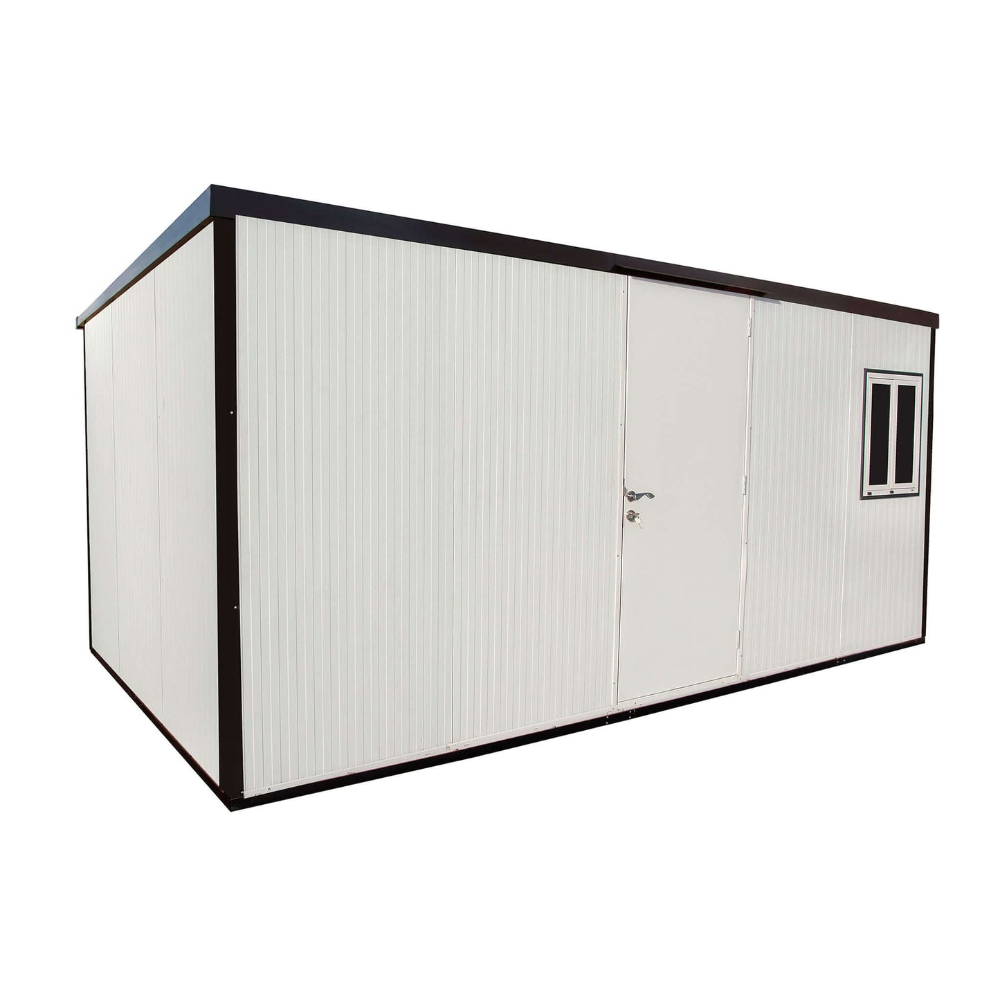 Duramax 16x10 insulated building with flat roof, galvanized steel, and eco-friendly insulation for versatile use.
