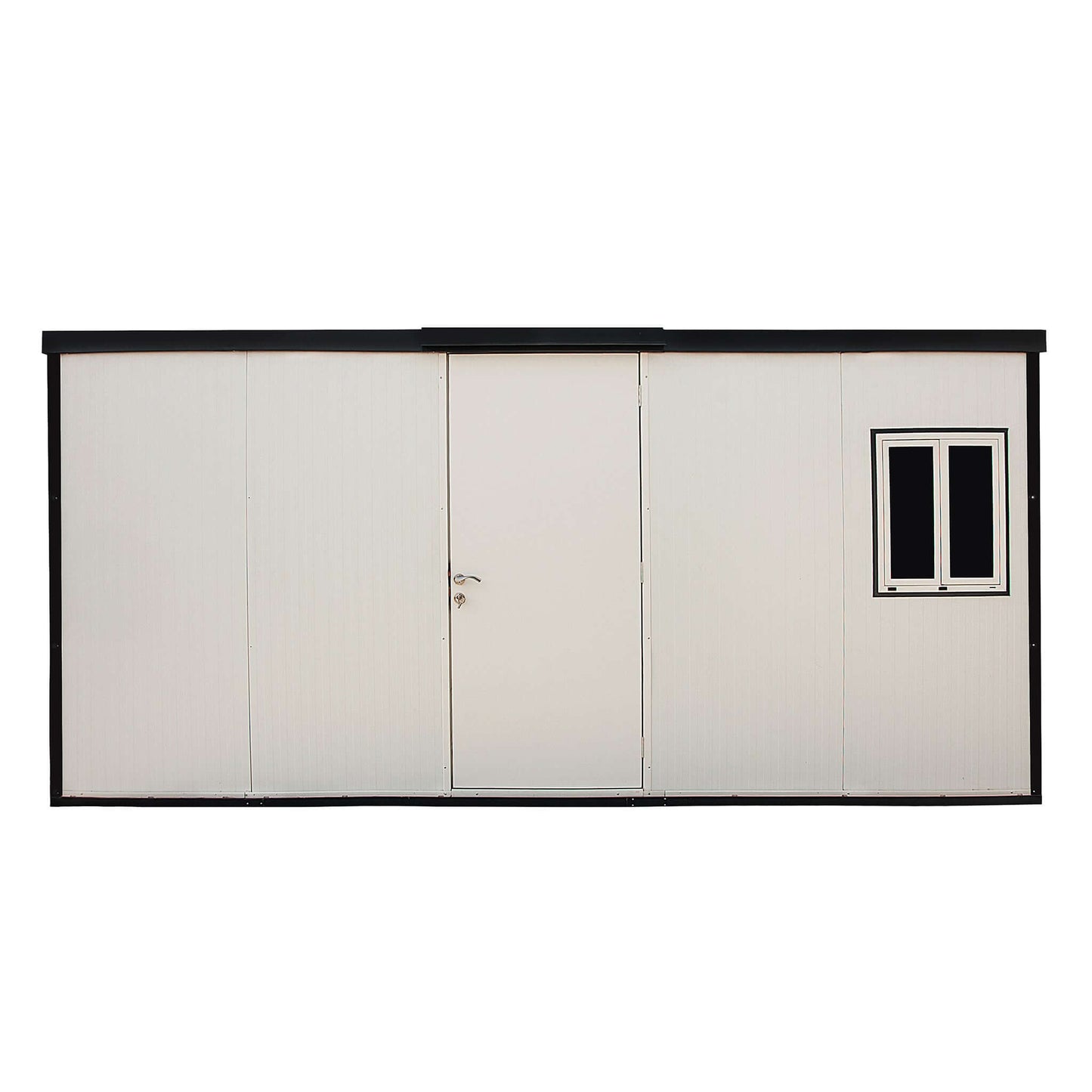 Duramax 16x10 Flat Roof Insulated Building 30852, eco-friendly steel shed with fire-safe polyurethane for versatile use.