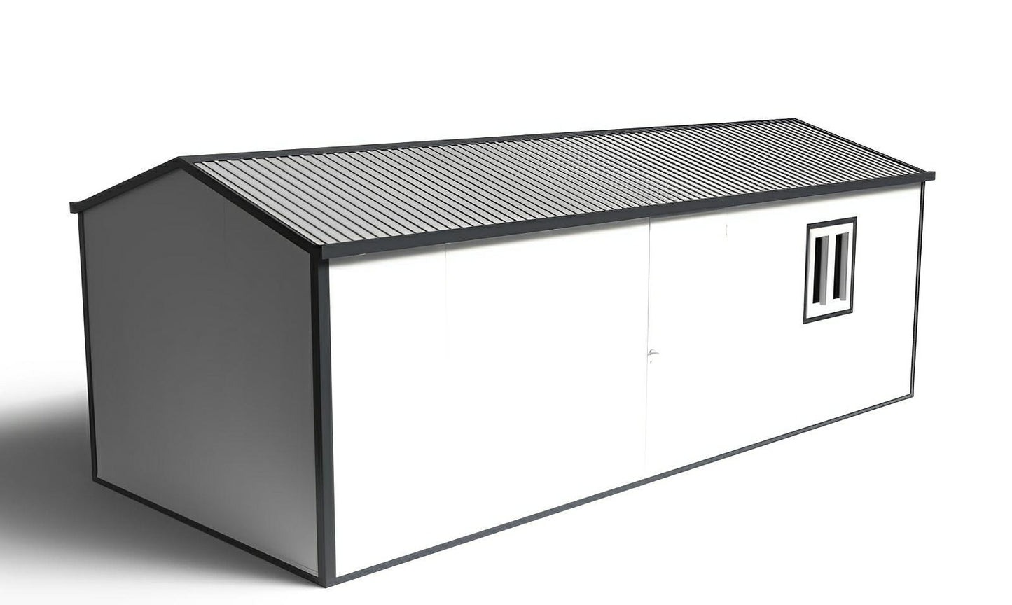 Duramax 22x10 gable roof insulated building for offices, workshops, or shelters – easy installation prefab design.