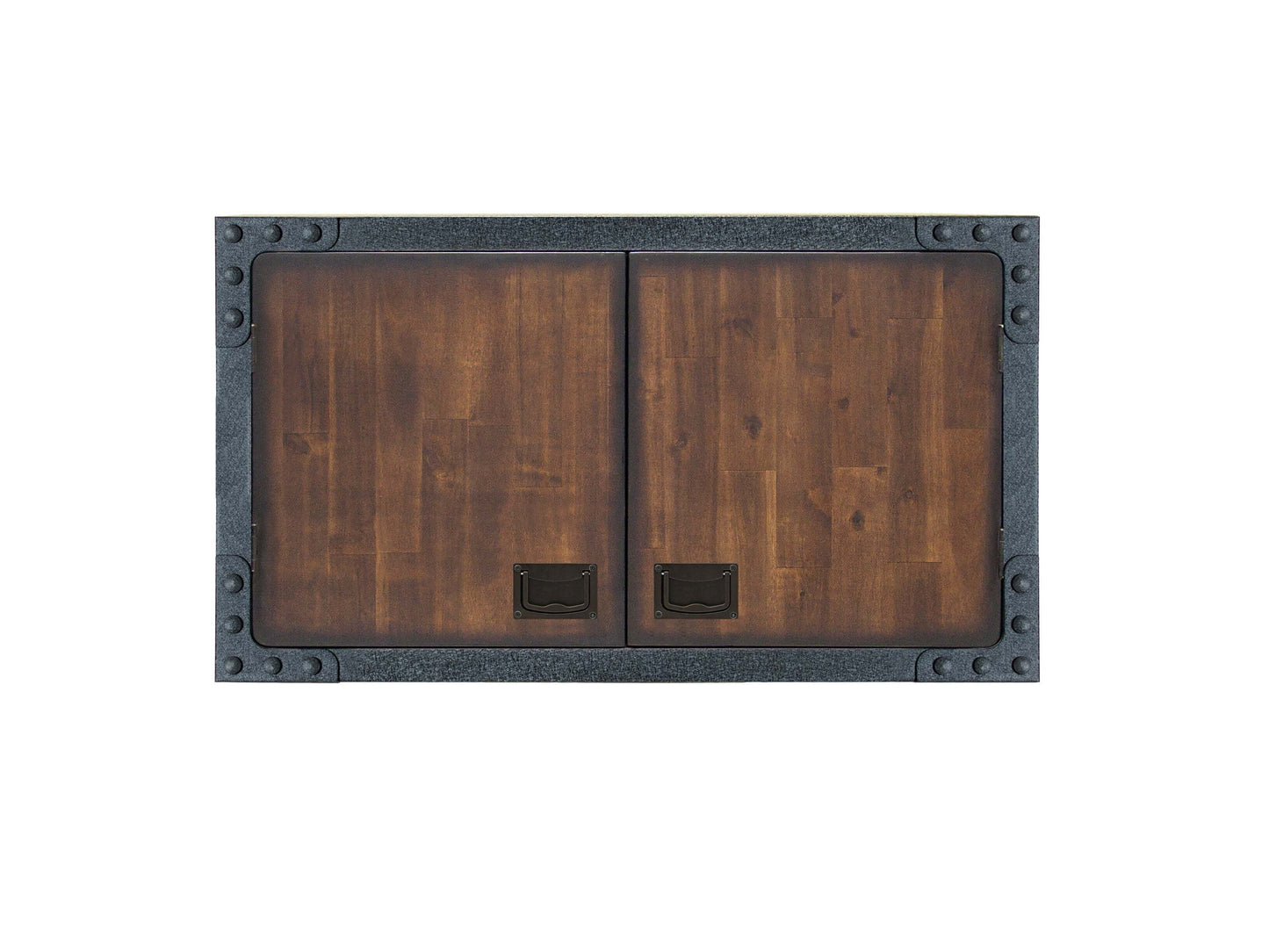 Duramax 36 In Industrial Wall Cabinet 68030 with dark wood finish and metal frame for durable workspace storage.