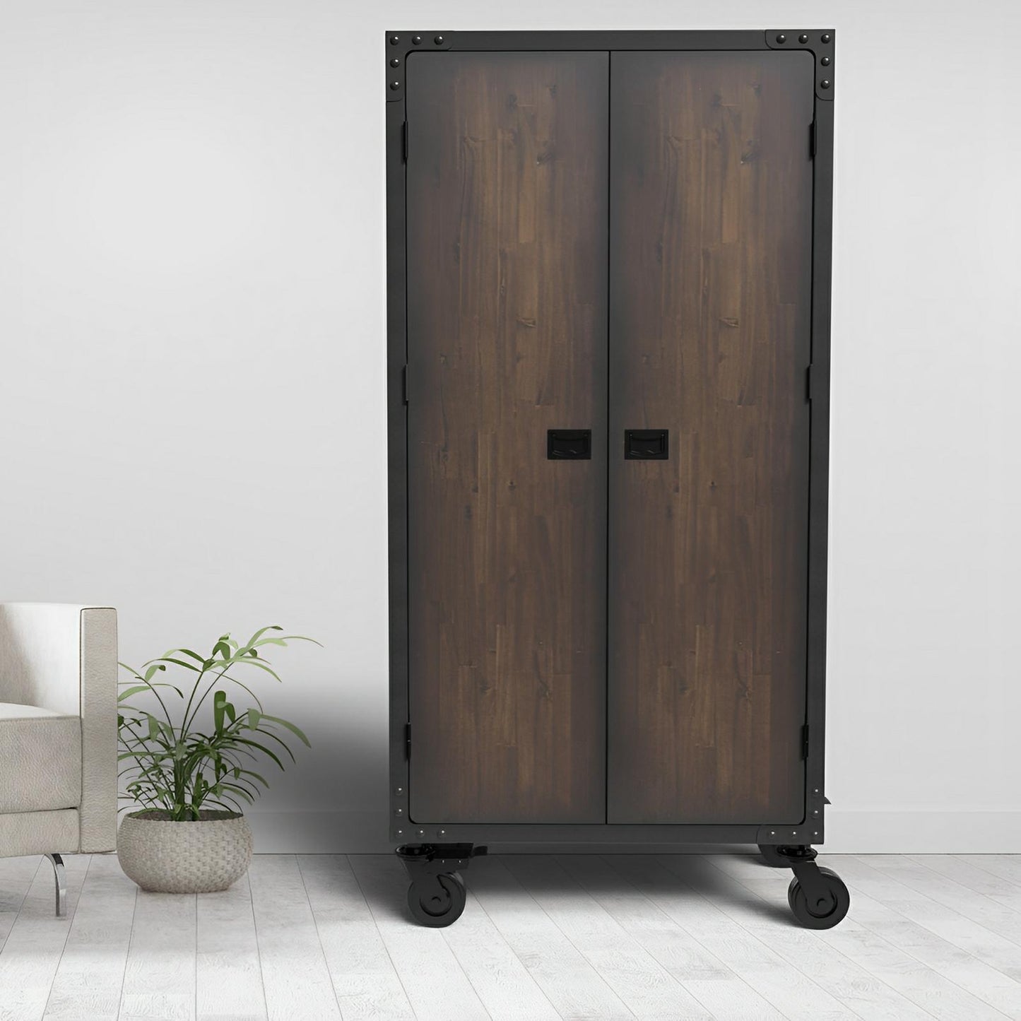 Duramax 36x72 Industrial Cabinet with wheels, metal and wood design, perfect for garage or home storage.