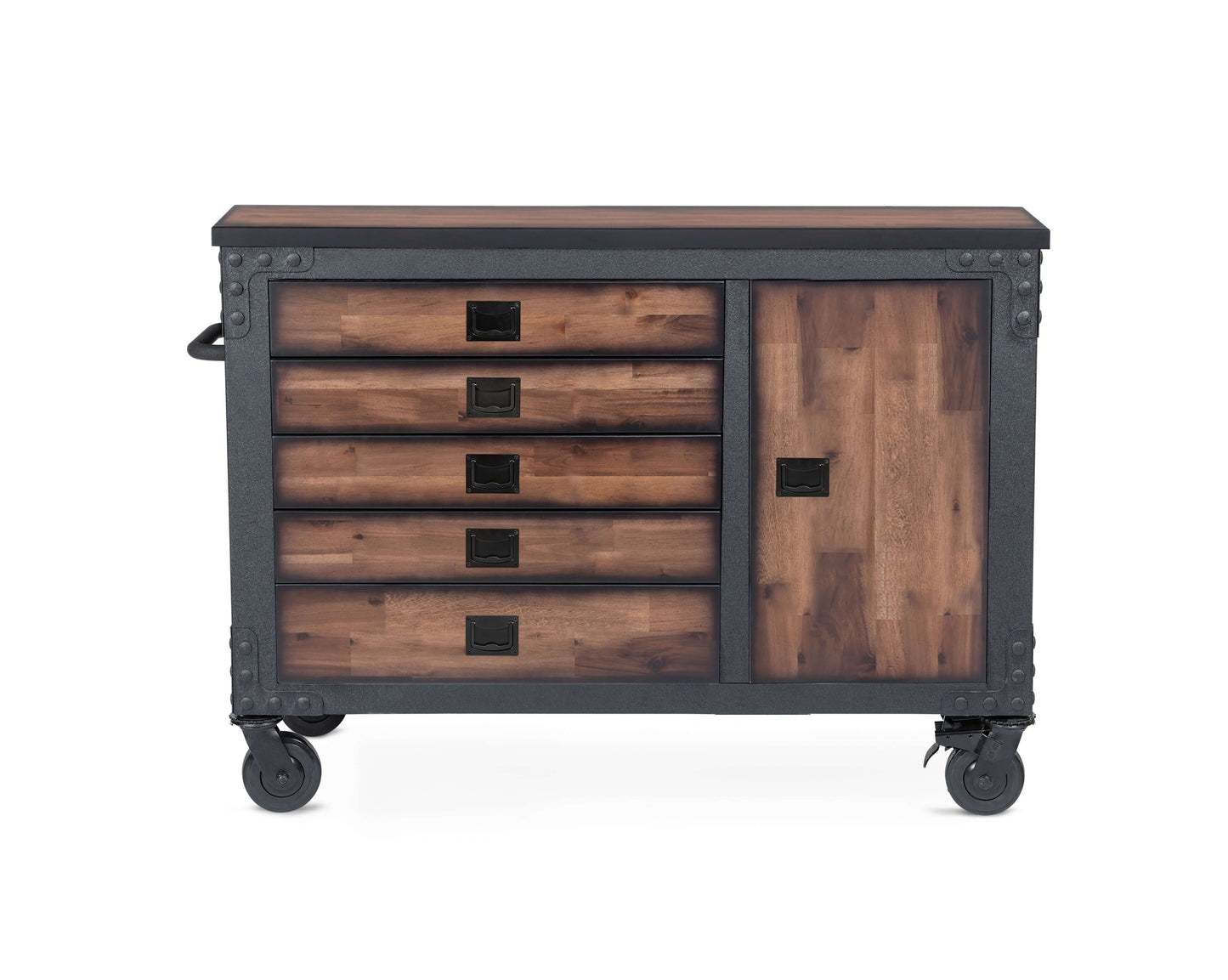 Duramax 48 In 5 Drawer Rolling Tool Chest with Wood Top for garage or kitchen storage