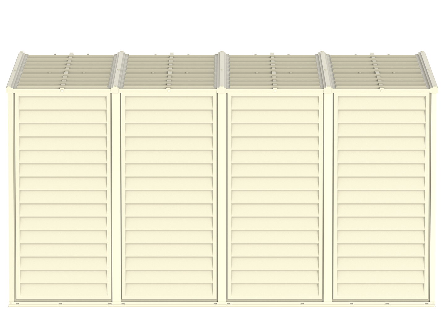 Duramax 4x10 SideMate Vinyl Shed in ivory, ideal outdoor storage solution with modern design and weather-resistant materials.