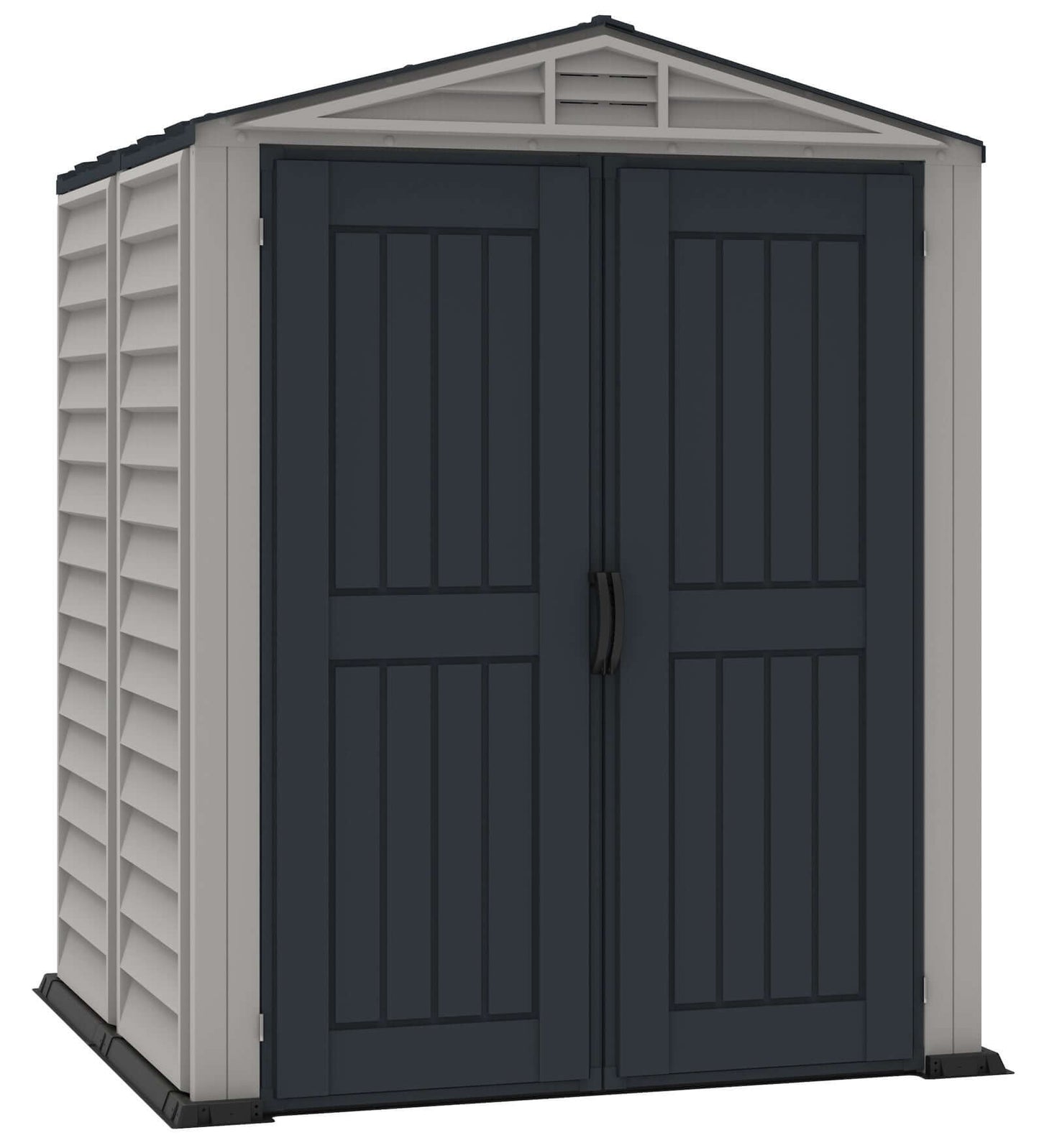 Duramax 5x5 YardMate PLUS Vinyl Shed with Doors Closed, Ideal for Backyard Storage