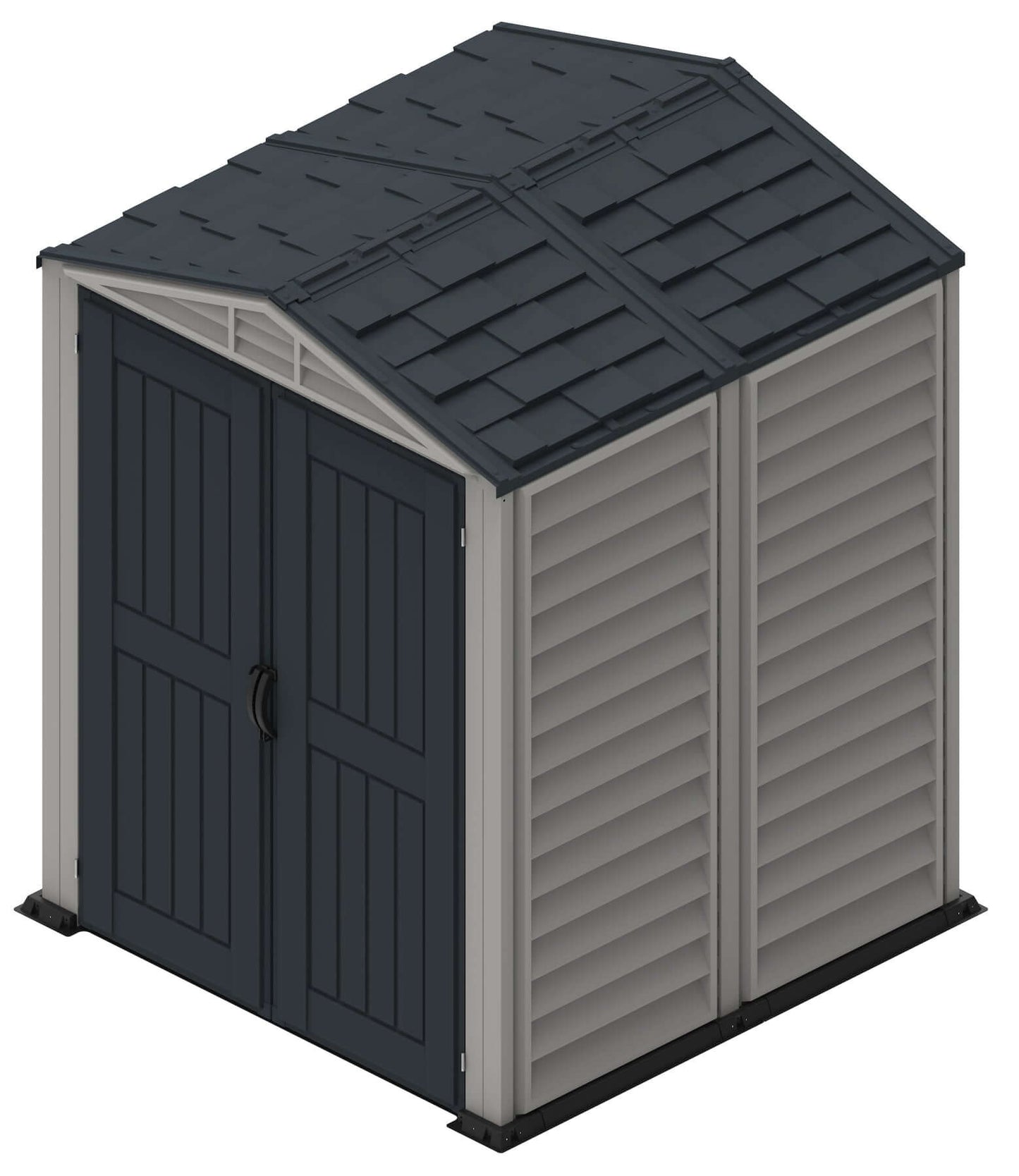 Duramax 5x5 YardMate PLUS Vinyl Shed with floor, perfect for backyard storage. Durable all-weather design. Keywords: Duramax shed.