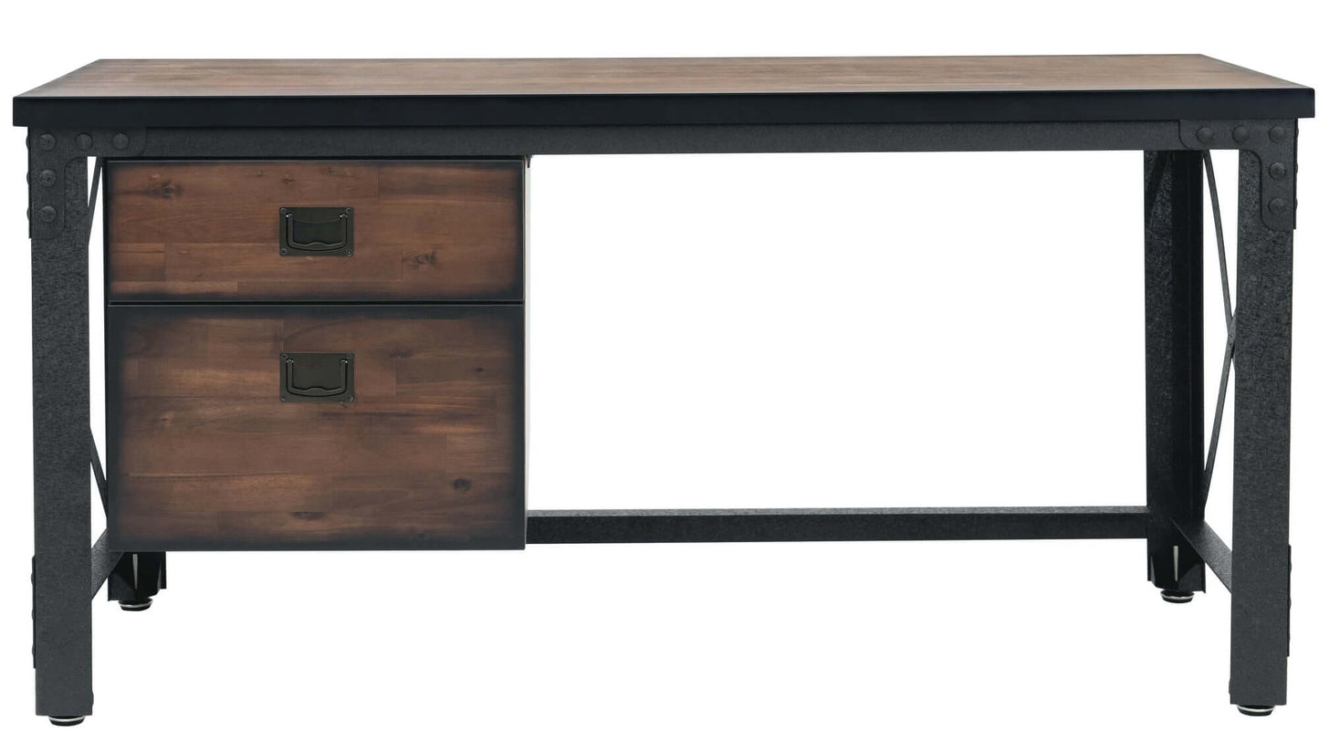 Duramax Jackson 62" Industrial Metal & Wood Desk with Drawers, Durable Steel Frame, Acacia Wood Top, Ideal for Home Office