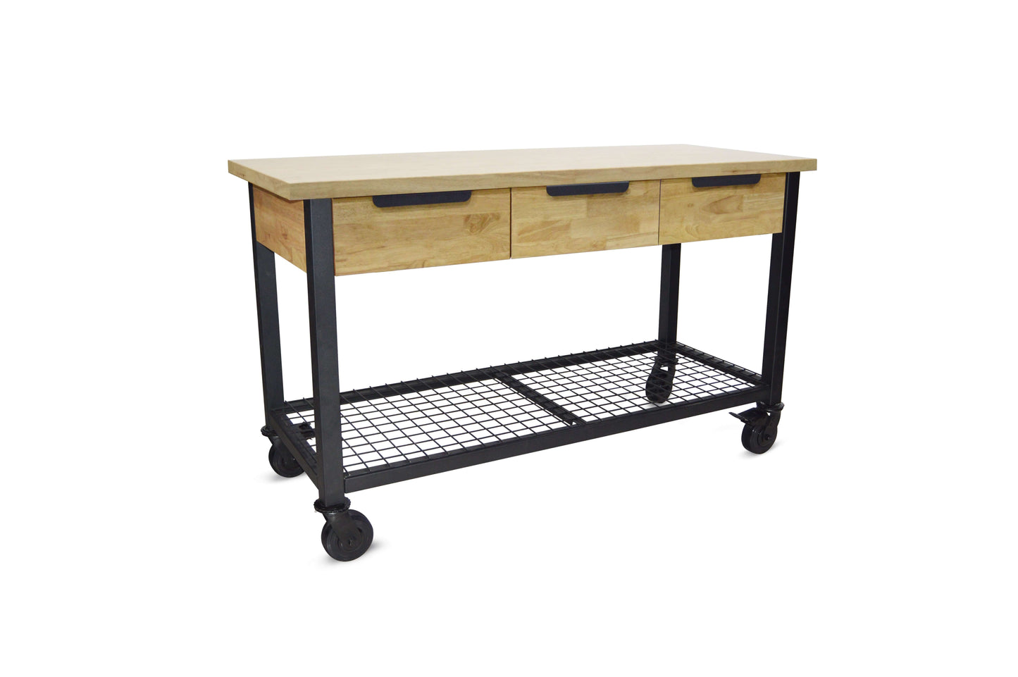 Duramax 62x24 Rove Mobile Workbench with 3 Drawers, Wood Top, Robust Metal Frame, Ideal for Garage or Workshop