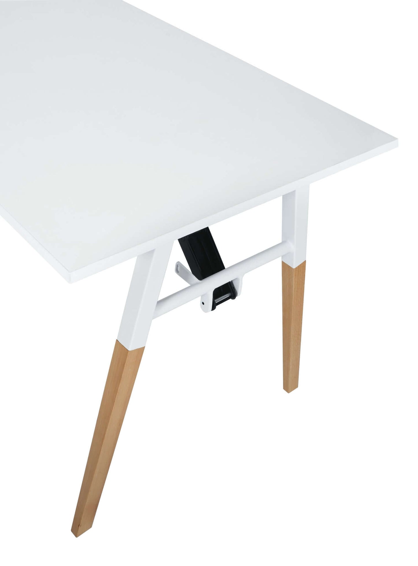 Duramax Neo Folding Table 68053 with white MDF top and solid beechwood legs, perfect for home office or crafts, no assembly required.