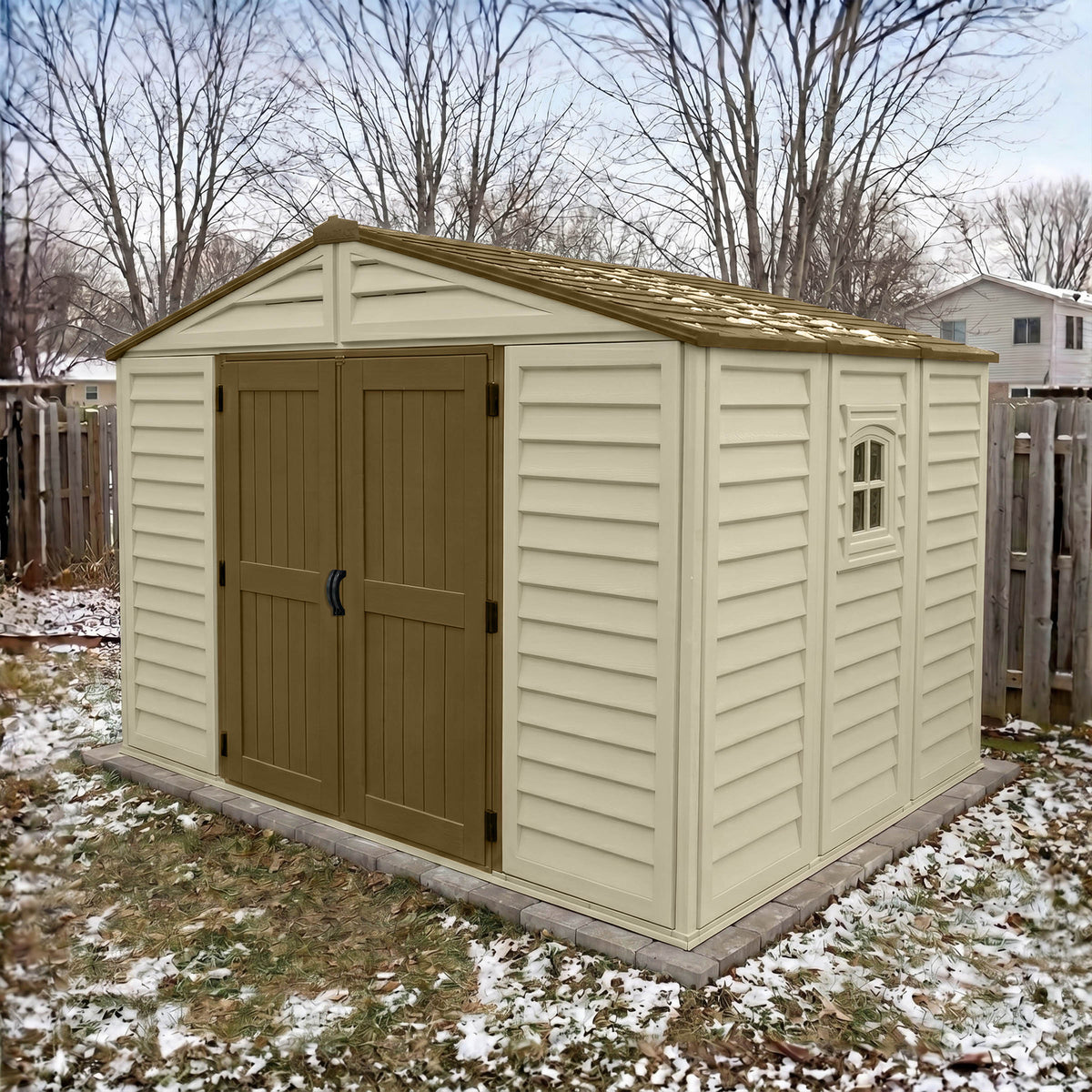Duramax 10.5x8 Woodbridge PLUS Vinyl Shed w/ Foundation 40214
