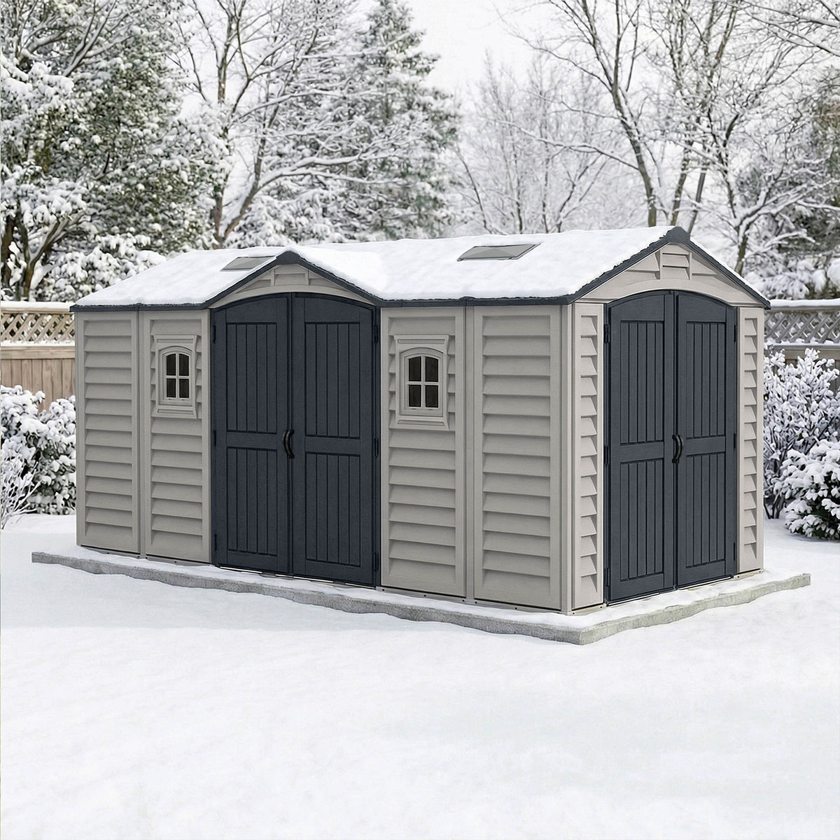 Duramax 15x8 Apex Pro Vinyl Shed w/ Foundation 40216