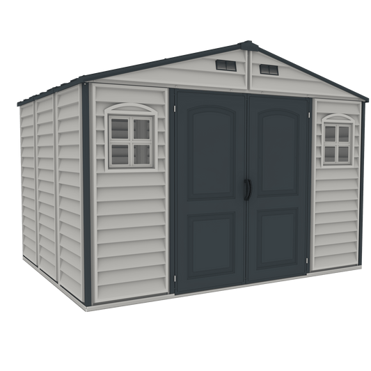 Duramax Vinyl Shed Woodside Plus 10.5 x 8 w/ Foundation Kit 30227