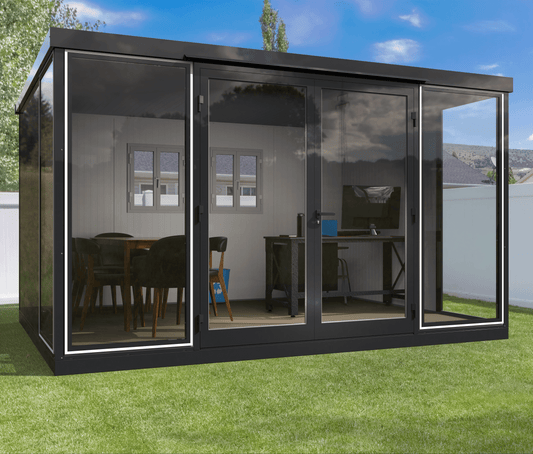 Duramax 13x10 Glass Garden Room 32003 versatile shed by Duramax Building Products in a backyard setting