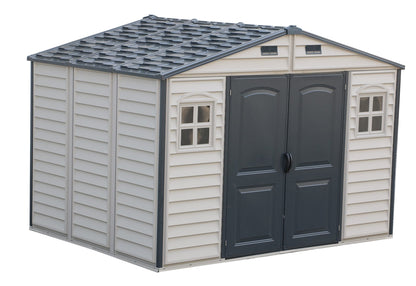 Duramax Vinyl Shed Woodside Plus 10.5 x 8 w/ Foundation Kit 30227