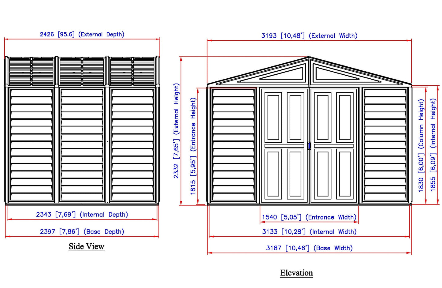 Duramax Vinyl Shed Woodside Plus 10.5 x 8 w/ Foundation Kit 30227