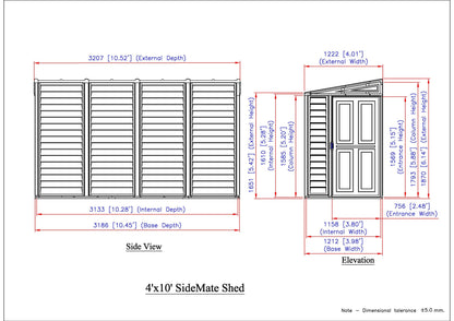 Duramax Vinyl Shed 4x10 SideMate Plus w/ Foundation Kit 36725