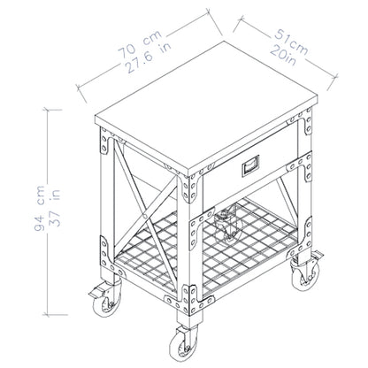 Duramax 27.6 In x 20 In 1-Drawer Rolling Industrial Workbench w/ Wood Top 68003