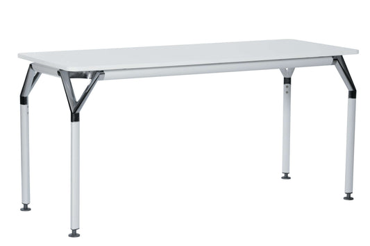 Duramax Ramo Desk 68054 with sleek design, die-cast aluminum chrome details, robust aluminum legs; perfect for home or office space.