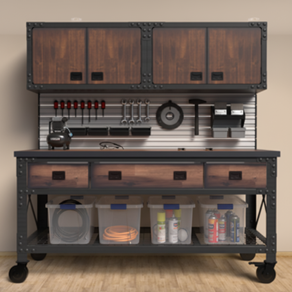 Duramax 3-Piece Garage Storage Combo Set w/ Workbench and Cabinets 3PWB2WC