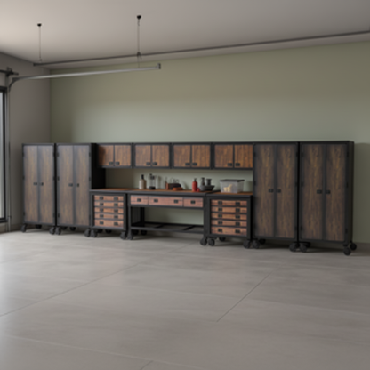 Duramax 11-Piece Garage Storage Combo Set w/ Workbench, Tool Chests, Wall Cabinets and Free Standing Cabinets 11P1WB2TC4WC4FC