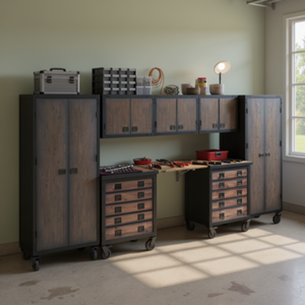 Duramax 8-Piece Garage Storage Combo Set w/ Tool Chests, Wall Cabinets, Folding Table and Free Standing Cabinets 8P2TC3WC2FC