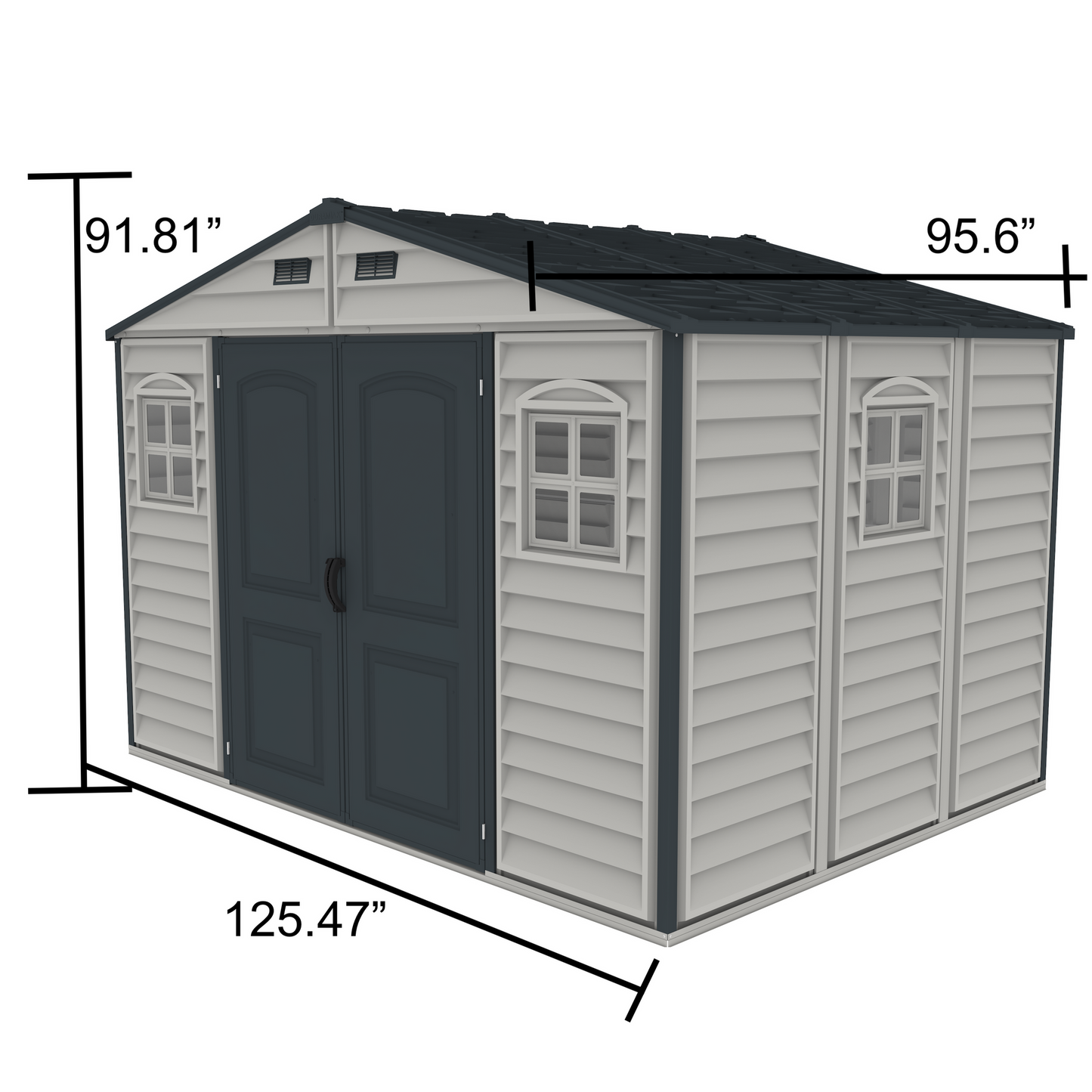 Duramax Vinyl Shed Woodside Plus 10.5 x 8 w/ Foundation Kit 30227