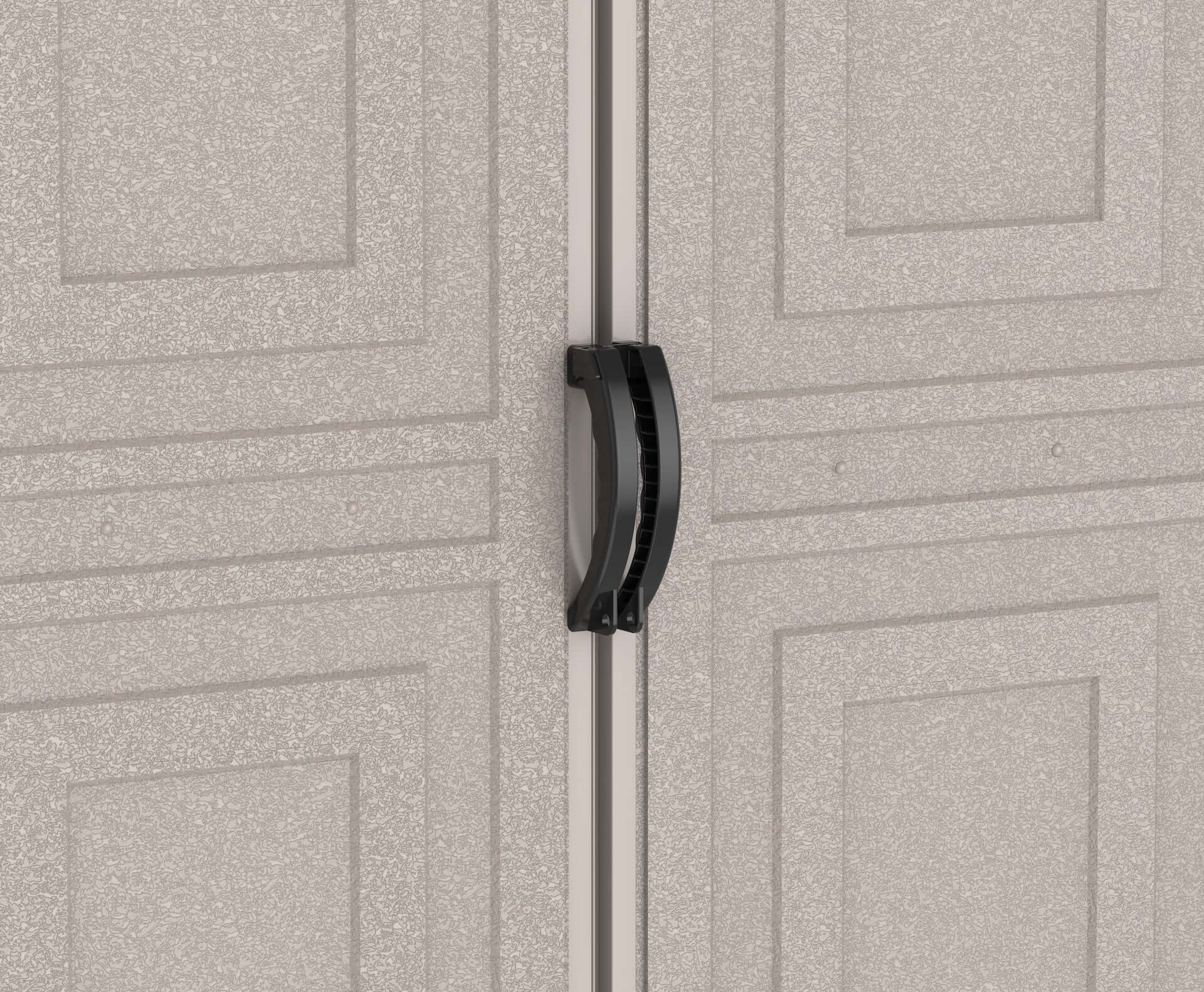 Duramax vinyl garage door handle detail highlighting durability and design.