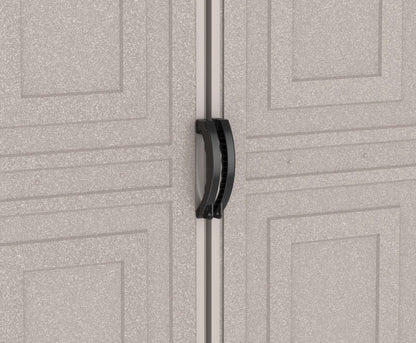 Duramax vinyl garage door handle detail highlighting durability and design.