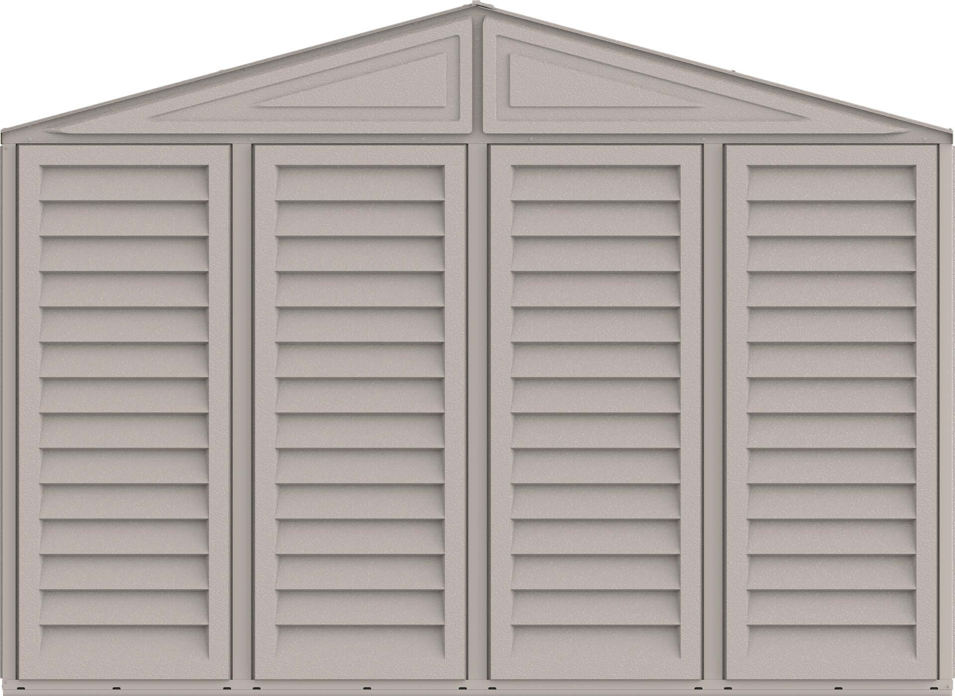 Duramax 10.5x15 Vinyl Garage with foundation, rust and dent-resistant, large vinyl shed for tractor and large item storage.