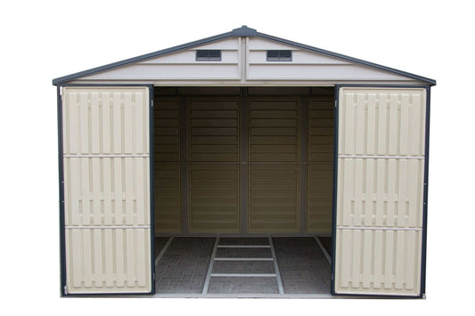 Duramax 10.5x8 Woodside PLUS Vinyl Shed w/ Foundation 30227 