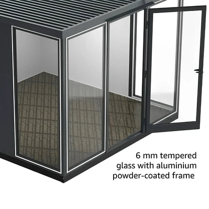 Duramax 10x10 Garden Glass Room with aluminum frame and tempered glass