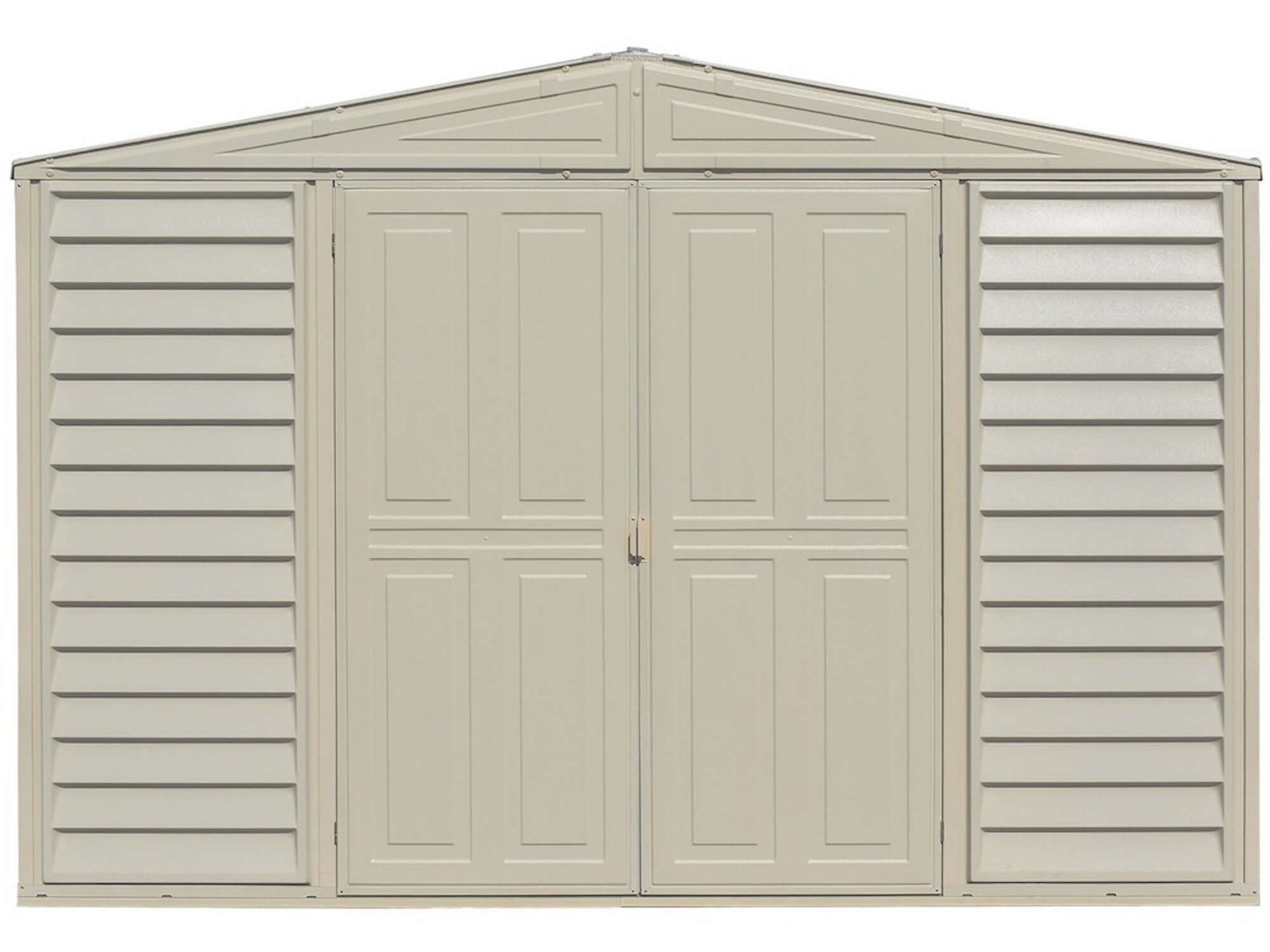 Duramax 10x3 SidePro Vinyl Shed with Foundation 98001, featuring lean-to design for versatile storage. Duramax shed, Duramax Sheds.