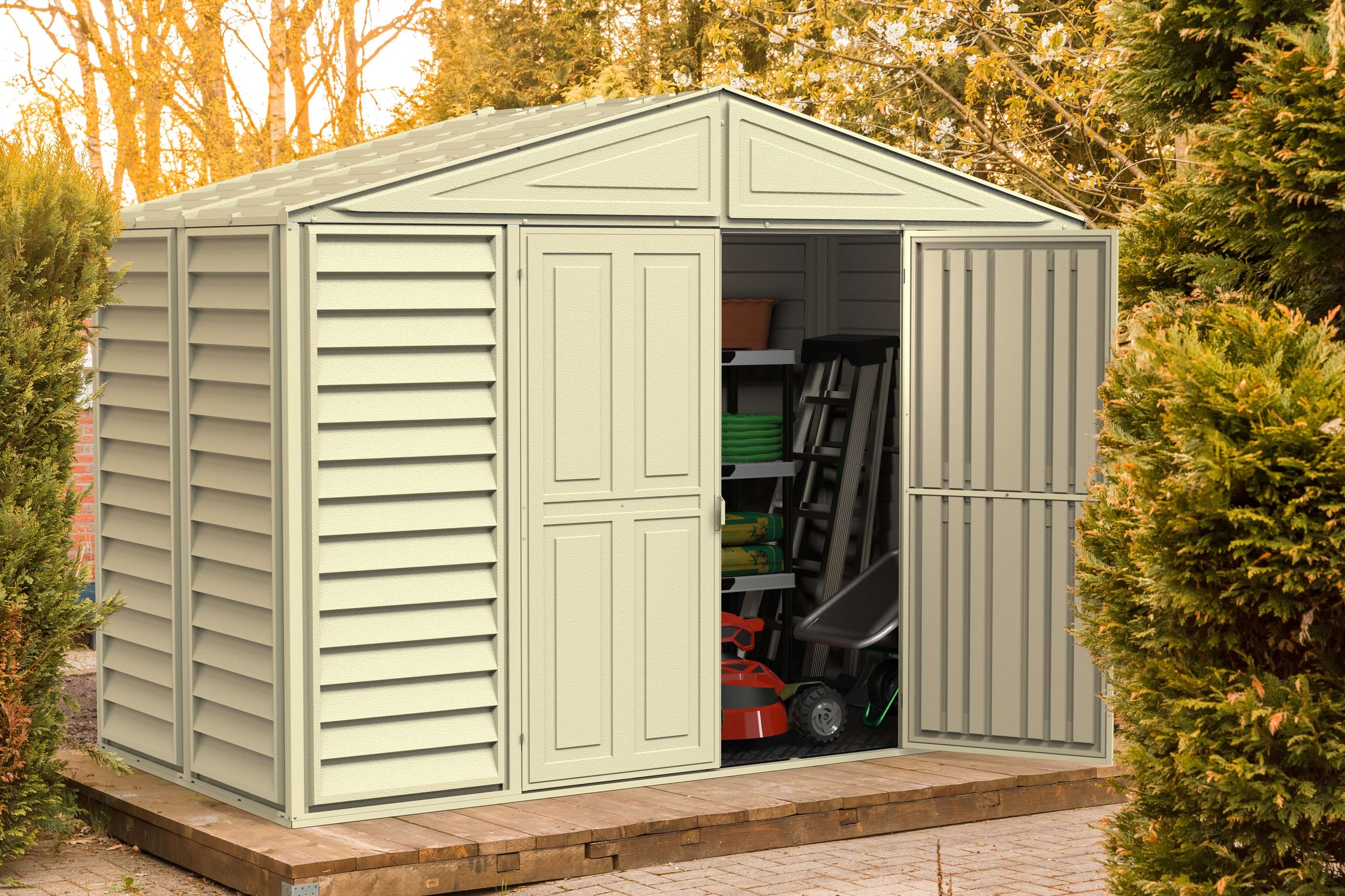 Duramax 10.5x5 WoodBridge Vinyl Shed w/ Foundation 00283