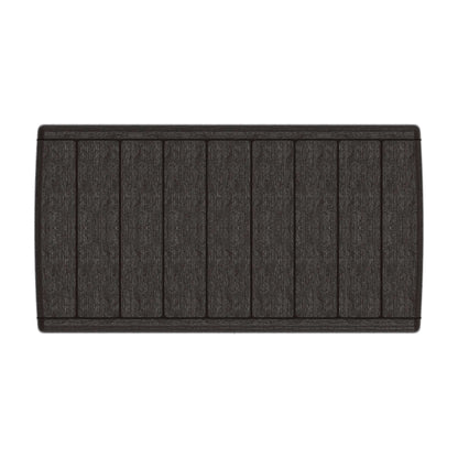 Duramax 110 Gal CedarGrain Deck Box lid in brown, featuring a wood-like texture for stylish outdoor storage.
