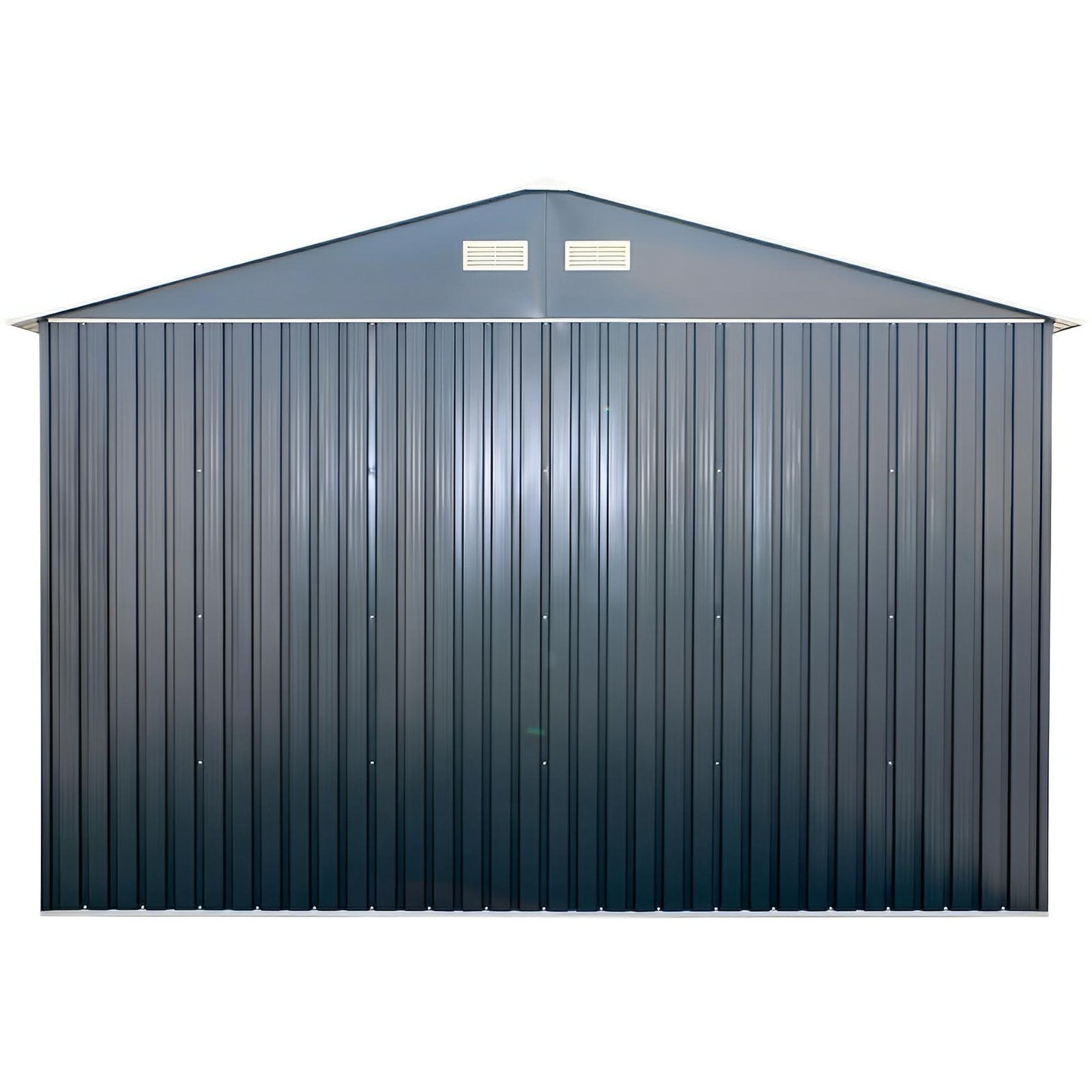 Duramax Imperial Metal Garage Dark Gray 12x20 front view, steel construction for durability and snow support up to 20 lbs per sq ft.