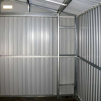 Interior view of Duramax 12x20 Imperial Metal Garage showcasing steel walls and sturdy construction for durability and security.