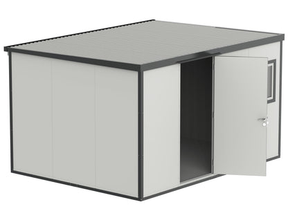 Duramax 13x10 flat roof insulated building 30832, ideal for versatile storage, weather-resistant shed solution.