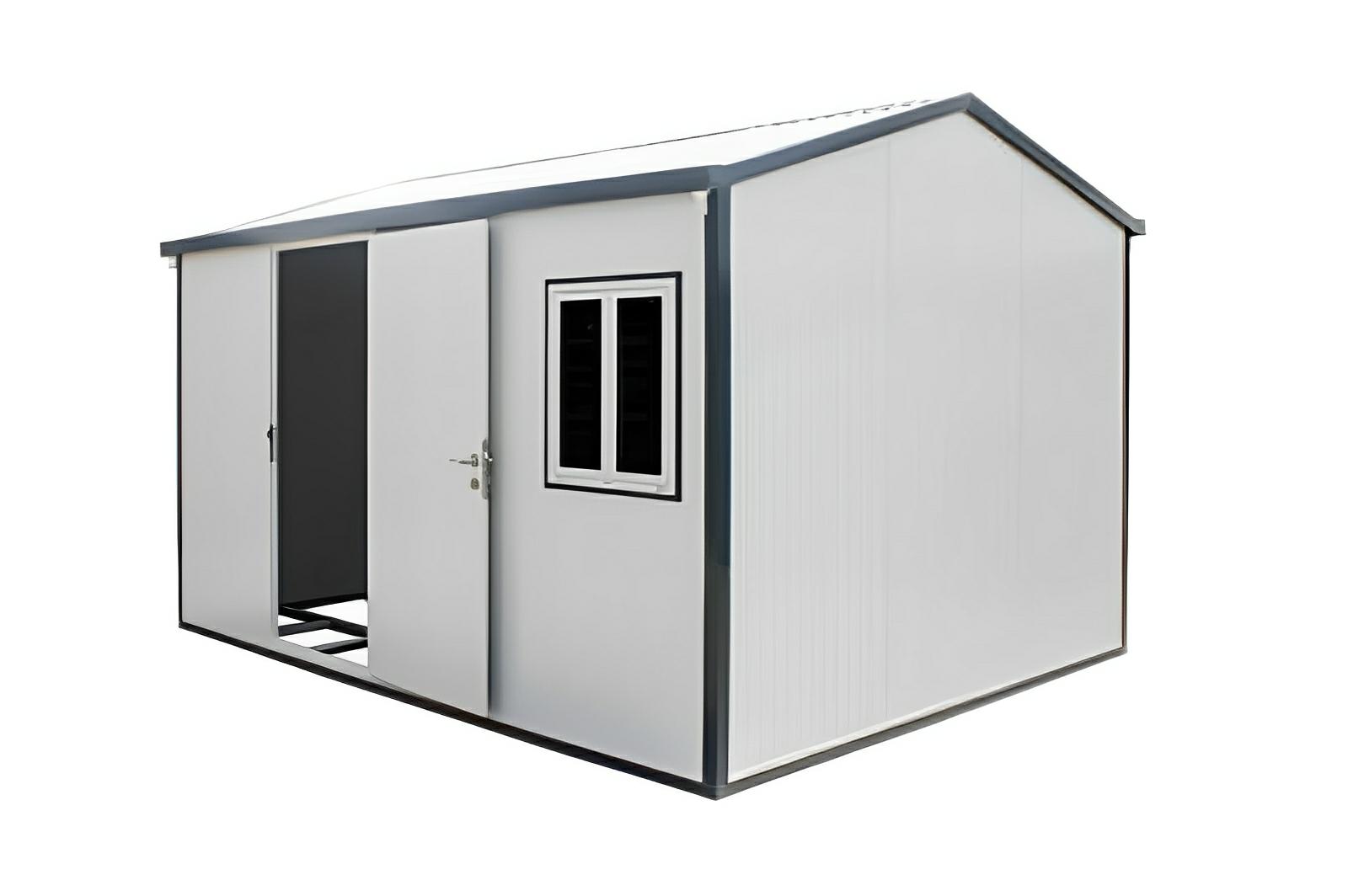 Duramax 13x10 insulated building with gable roof, featuring pre-painted galvanized steel for energy efficiency.