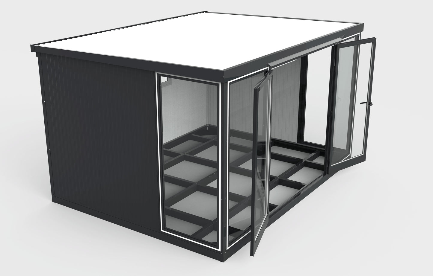 Duramax 13x10 Glass Garden Room 32003, versatile outdoor structure for shed, office, or ADU with sturdy steel walls and glass doors.