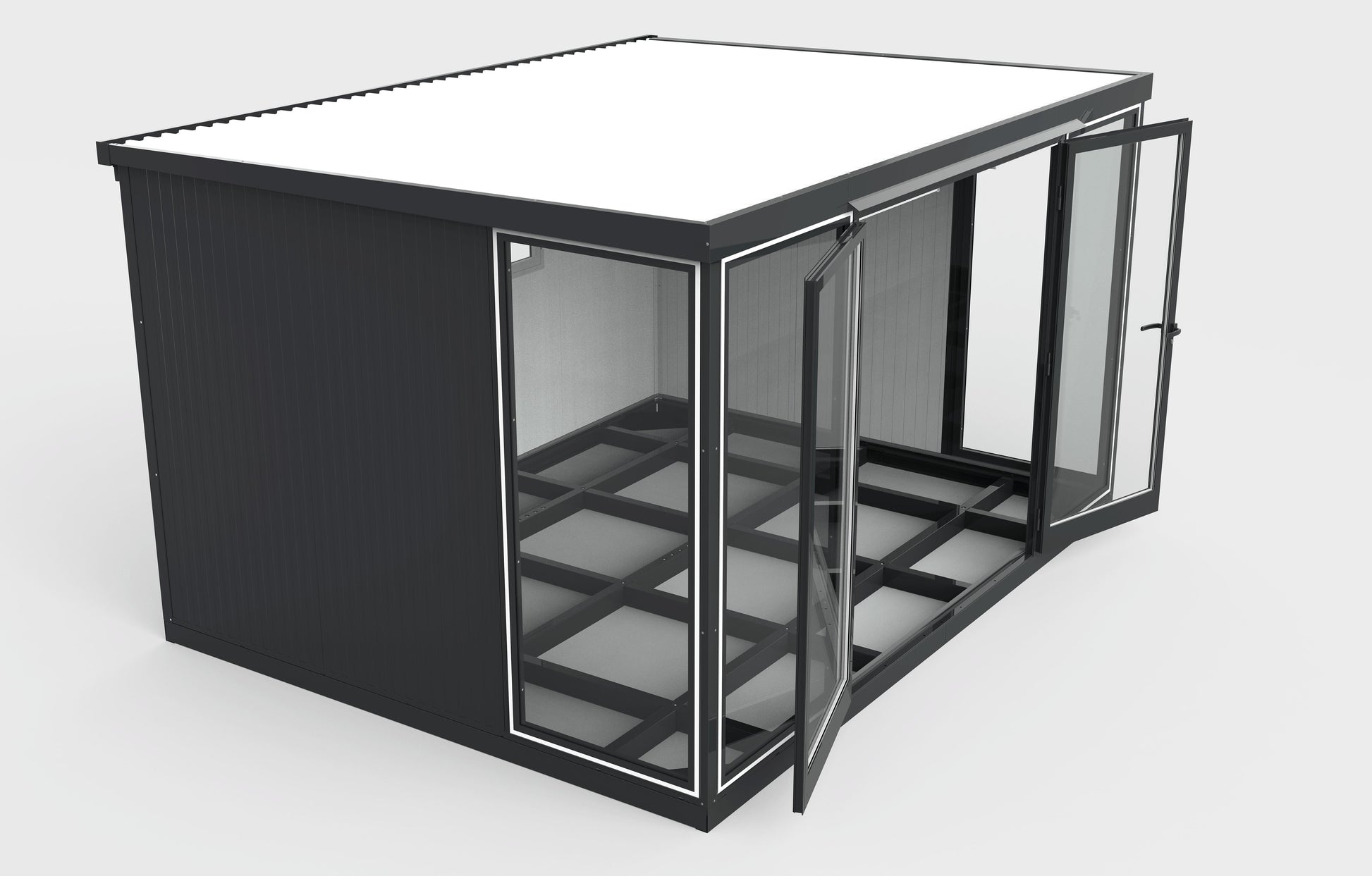 Duramax 13x10 Glass Garden Room 32003, versatile outdoor structure for shed, office, or ADU with sturdy steel walls and glass doors.