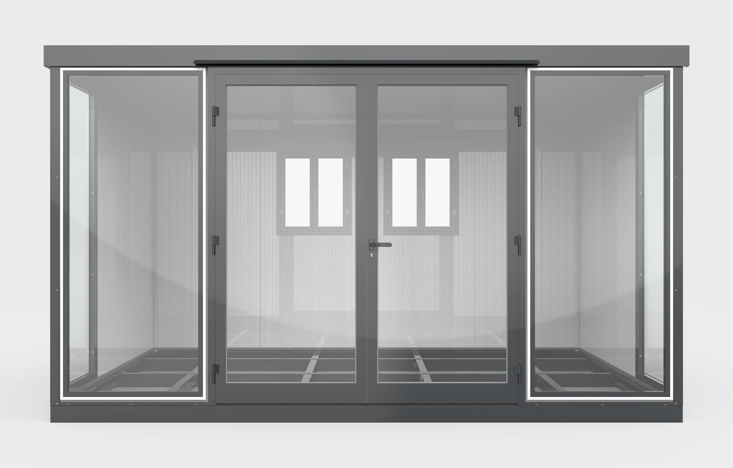 Duramax 13x10 Glass Garden Room, versatile outdoor structure for office or relaxation, featuring sturdy steel walls and PU foam.