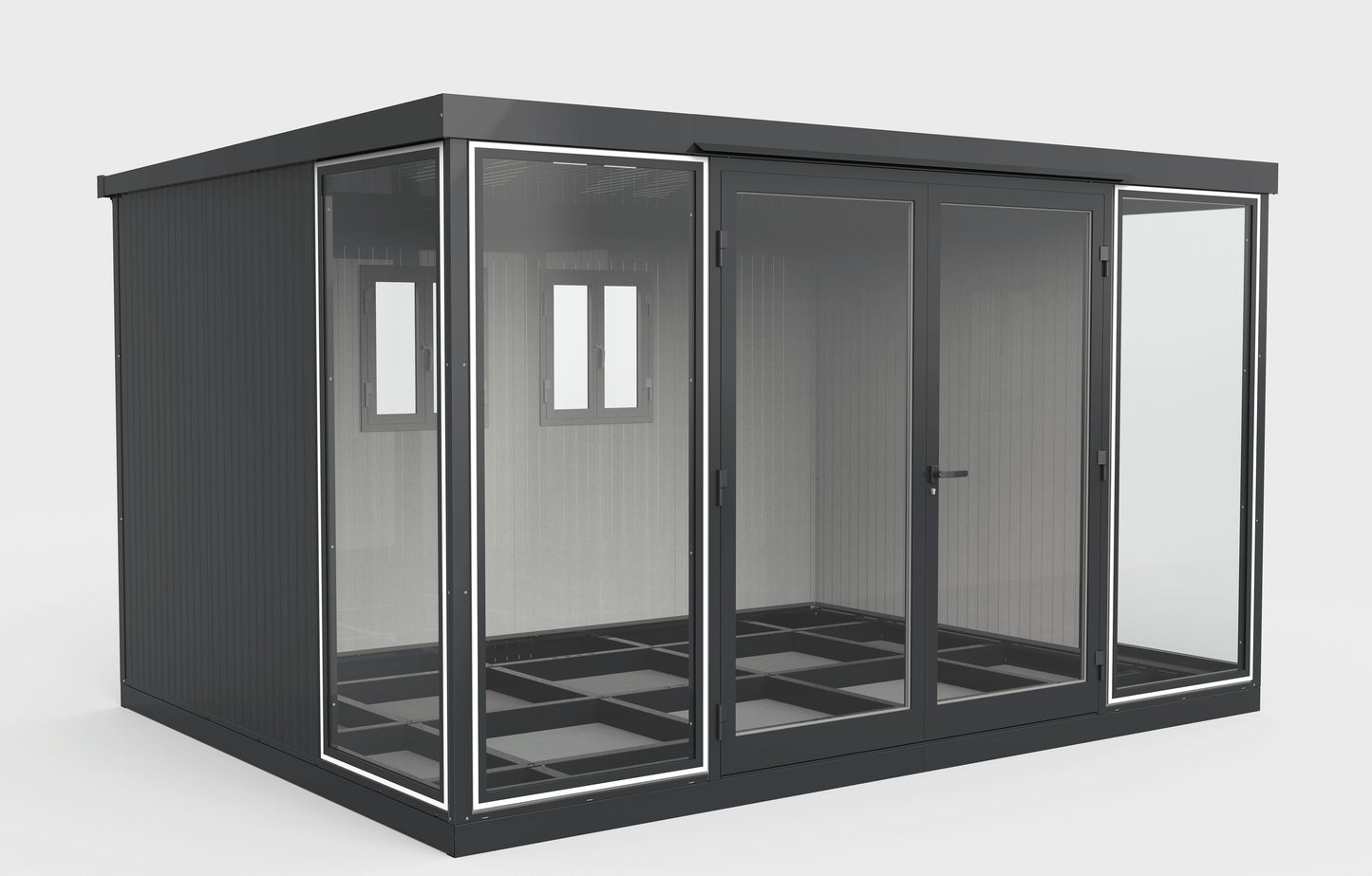 Duramax 13x10 Glass Garden Room - versatile outdoor structure for shed, office, or ADU with sturdy steel walls and modern design.