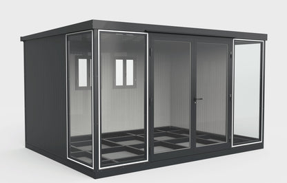 Duramax 13x10 Glass Garden Room - versatile outdoor structure for shed, office, or ADU with sturdy steel walls and modern design.