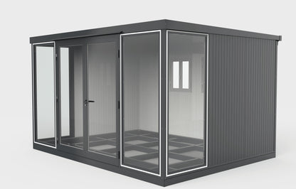 Duramax 13x10 Glass Garden Room, versatile and stylish outdoor structure for office or relaxation. Features durable steel walls.