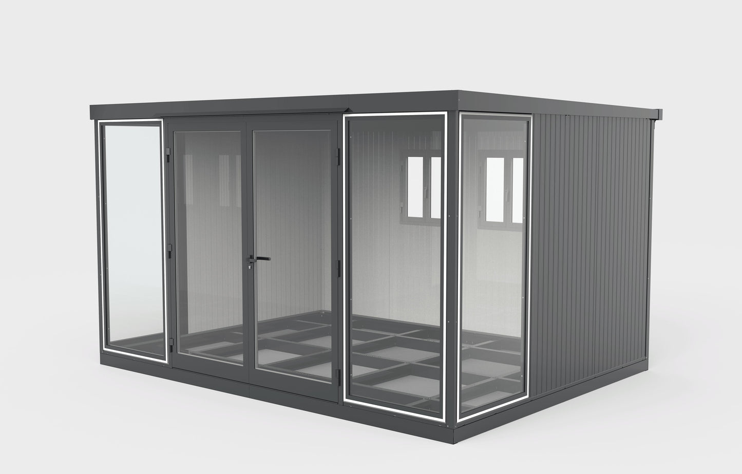 Duramax 13x10 Glass Garden Room 32003, versatile outdoor structure for use as garden shed, office, or playroom.