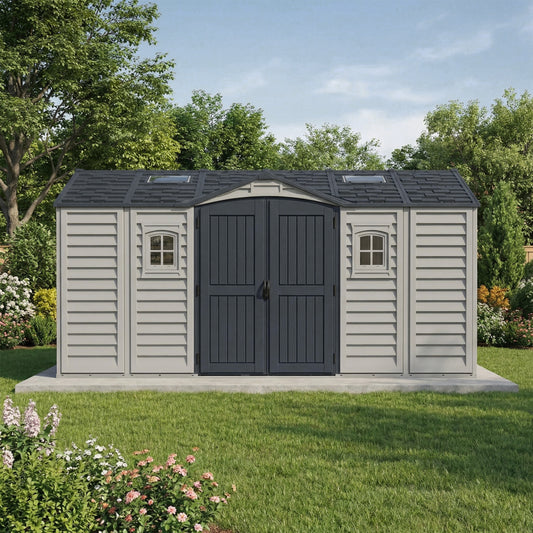 Duramax 15x8 Apex Pro Vinyl Shed w/ Foundation 40216
